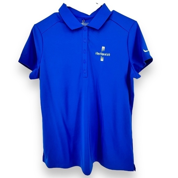 NWT Nike A Ray of Hope on Earth Collared Polo Performance Top Blue Women's L NWT - Picture 1 of 11